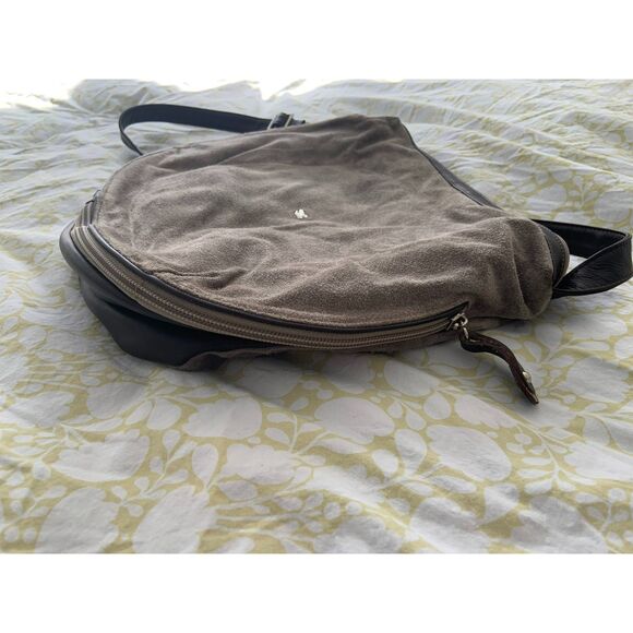 Bruno Rossi Suede Saddle Bag Taupe - Picture 8 of 14